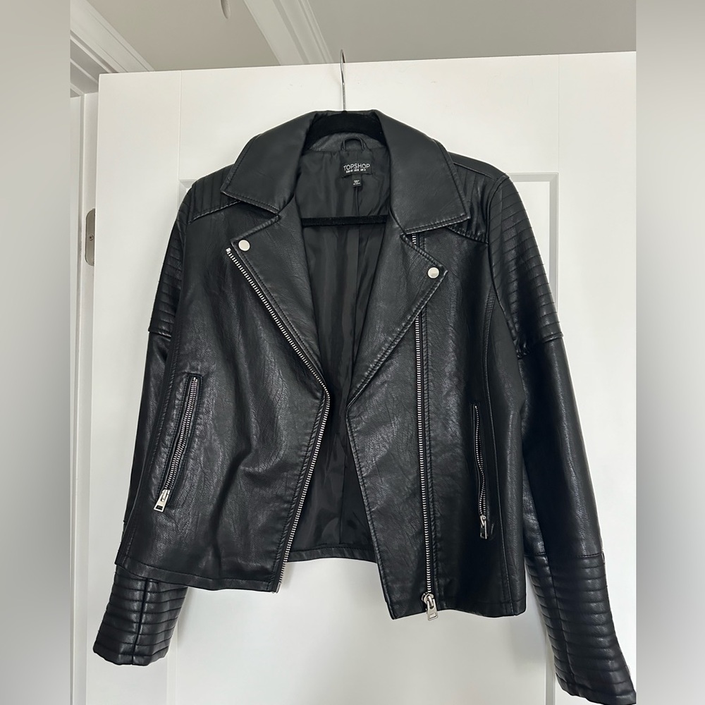 Topshop Faux Leather Moto Jacket